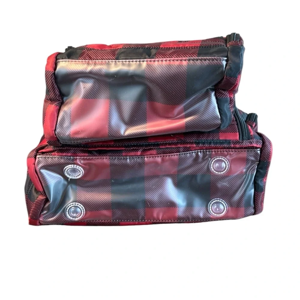 Lug Trolley And Mini Trolley Cosmetic Case Bags In Buffalo Check Red.